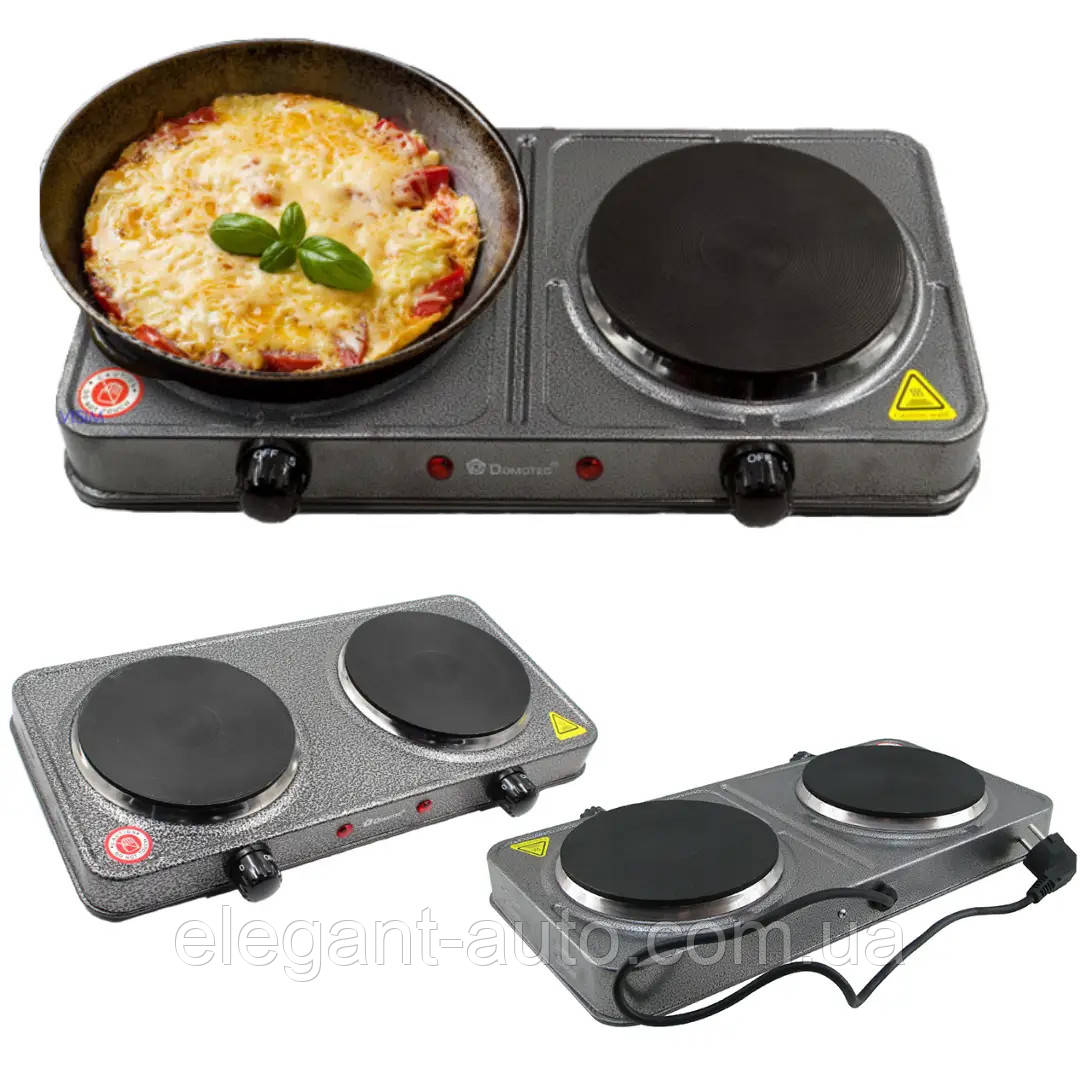 Плита електрична на 2 камфорки (дискові) Domotec MS-5822 2000 Вт