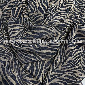 Сітка стрейчева принт Зебра бежевий з чорним