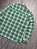 Тепла якісна стильна байкова зелена сорочка в клітку, фото 2