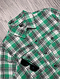 Тепла якісна стильна байкова зелена сорочка в клітку, фото 4