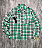 Тепла якісна стильна байкова зелена сорочка в клітку, фото 6
