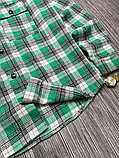 Тепла якісна стильна байкова зелена сорочка в клітку, фото 5