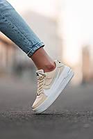 Бежеві кроссівки жіночі Nike Air Force. Модні жіночі кроссівки Найк Аір Форс на кожен день., фото 3