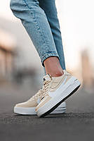 Бежеві кроссівки жіночі Nike Air Force. Модні жіночі кроссівки Найк Аір Форс на кожен день., фото 4