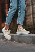 Бежеві кроссівки жіночі Nike Air Force. Модні жіночі кроссівки Найк Аір Форс на кожен день., фото 9