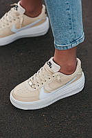 Бежеві кроссівки жіночі Nike Air Force. Модні жіночі кроссівки Найк Аір Форс на кожен день., фото 10