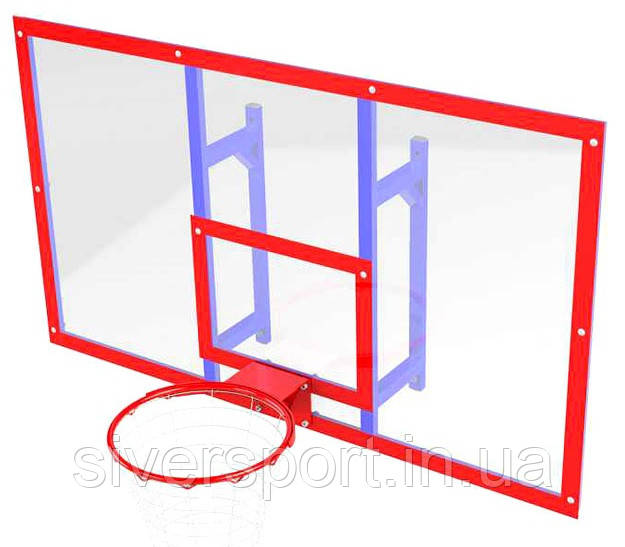 Щит баскетбольний шкільний з кріпленням до стіни 180х90 мм, акриловий, з сіткою SL409.1, фото 1