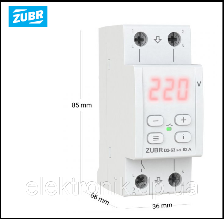 Купить Реле контроля напряжения ZUBR D2-63 RED, цена 1370 ₴ — Prom.ua ...