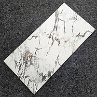 Біла матова плитка під мармур із сірим малюнком 120х60 Керамараніт, фото 4