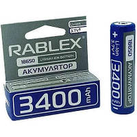 Батарейка аккумуляторная (аккумулятор) 18650 с защитой от перезаряда RABLEX 3400 mAh (Li-Ion 3.7V)