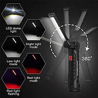 Светодиодный фонарь с магнитом/крючком Worklight W-51 Черный, аккумуляторный фонарик в палатку/для гаража (TO)