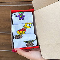 Набір жіночіх шкарпеток 36-41 3 пари у подарунковій коробці Мультгерої, Герої DC, Marvel.