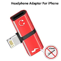 Переходник 2в1 для наушников и зарядки iPhone Lightning AUX Audio. Адаптер для аудио Лайтинг айфона VD832-2