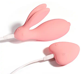 Рожевий мінівібратор кролик із пультом, стимулятор силіконовий точки G і клітора в трусики, Інтимні іграшки, фото 5