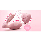 Рожевий мінівібратор кролик із пультом, стимулятор силіконовий точки G і клітора в трусики, Інтимні іграшки, фото 7