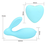 Рожевий мінівібратор кролик із пультом, стимулятор силіконовий точки G і клітора в трусики, Інтимні іграшки, фото 6