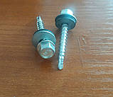 Саморіз кровельний 4,8х35 для дерева зі свердлом +EPDM шайба шестигранна головка цинк білий Польща, фото 5