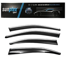 Дефлектор на вікна (вітровики) з ХРОМ молдінгом SKODA (Шкода) Octavia 3 (A7 седан) 2013-2020 Sunplex (компл. 4 шт.)