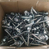 Саморіз кровельний 4,8х35 для дерева зі свердлом +EPDM шайба шестигранна головка цинк білий Польща, фото 10