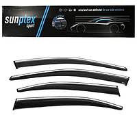 Дефлектор на вікна (вітровики) SKODA (Шкода) з ХРОМ молдінгом SuperB седан (B8) 2015-2023 Sunplex (компл. 4 шт.)