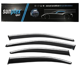 Дефлектор на вікна (вітровики) SKODA (Шкода) з ХРОМ молдінгом SuperB седан (B8) 2015-2023 Sunplex (компл. 4 шт.)