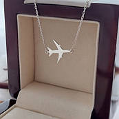 Срібний браслет ланцюжок з підвіскою літаком