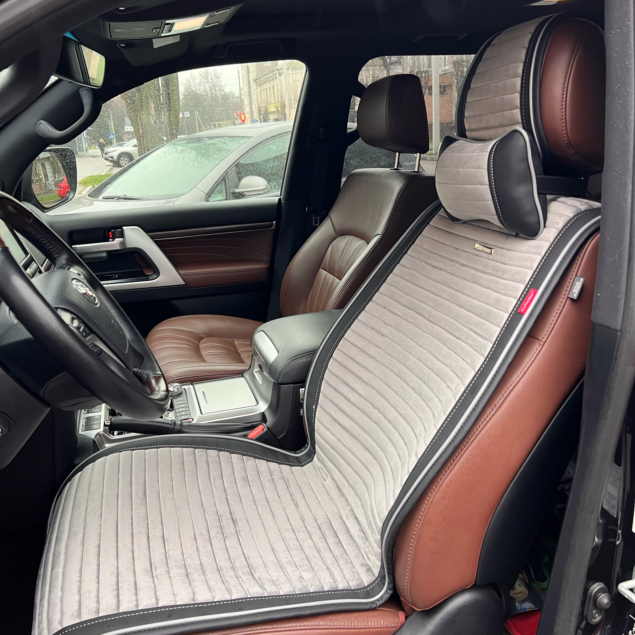 Накидки на передні сидіння CarFashion, модель MONACO FRONT, сірий/чорний, фото 1