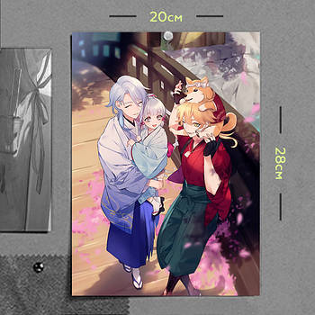 "Камісато Аято, Аяка і Тома (Геншин / Genshin)" плакат (постер) розміром А4 (20х28см)