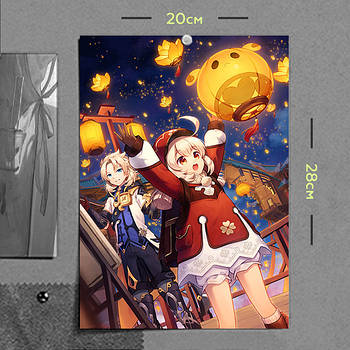 "Альбедо і Клі (Геншин / Genshin)" плакат (постер) розміром А4 (20х28см)