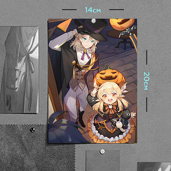 "Альбедо і Клі (Геншин / Genshin)" плакат (постер) розміром А5 (14х20см)