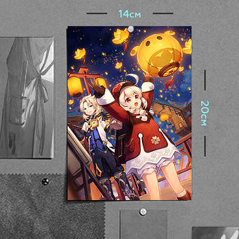 "Альбедо і Клі (Геншин / Genshin)" плакат (постер) розміром А5 (14х20см)