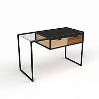 Компьютерный стол для ноутбука Ритм столешница стекло прозрачная покраска черная 900х500х750 мм (БЦ-стол ТМ)