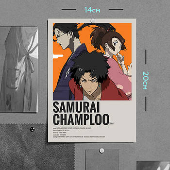 "Дзін, Фуу Касумі і Муген (Самурай Чамплу / Samurai Champloo)" плакат (постер) розміром А5 (14х20см)