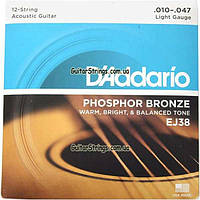 Струны D'Addario EJ37 Phosphor Bronze Medium Top Heavy Bottom 12-string 12-54