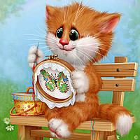 Алмазна мозаїка SANTI Котик Помічник 30*30см на підрамнику
