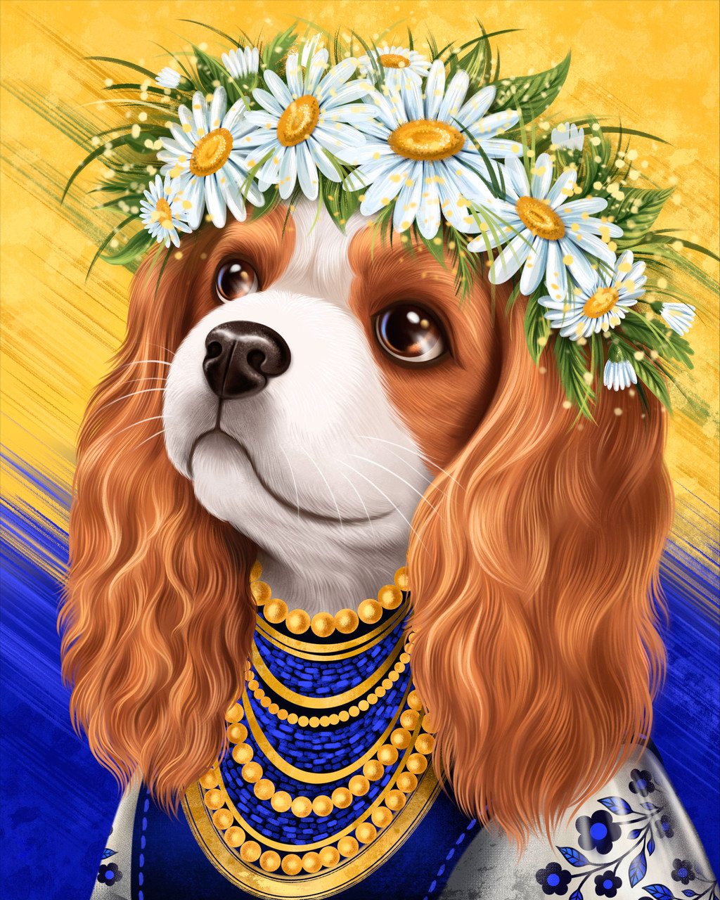 Алмазна мозаїка SANTI Спаніель у віночку 40*50см на підрамнику