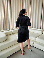 Халат жіночий велюровий на запах великі розміри.Чорний., фото 2