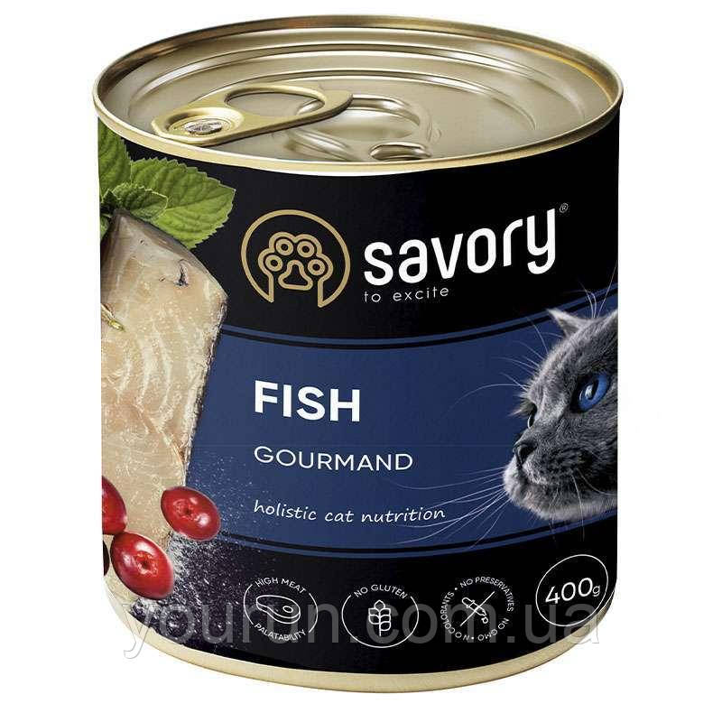 Savory (Сейворі) Cat Gourmand Fish-Консервований корм для довгошерстих котів (риба) 400гр