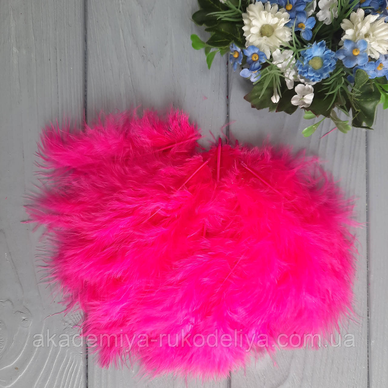 Пір'я яскраво рожеве 8-12 см, фото 1