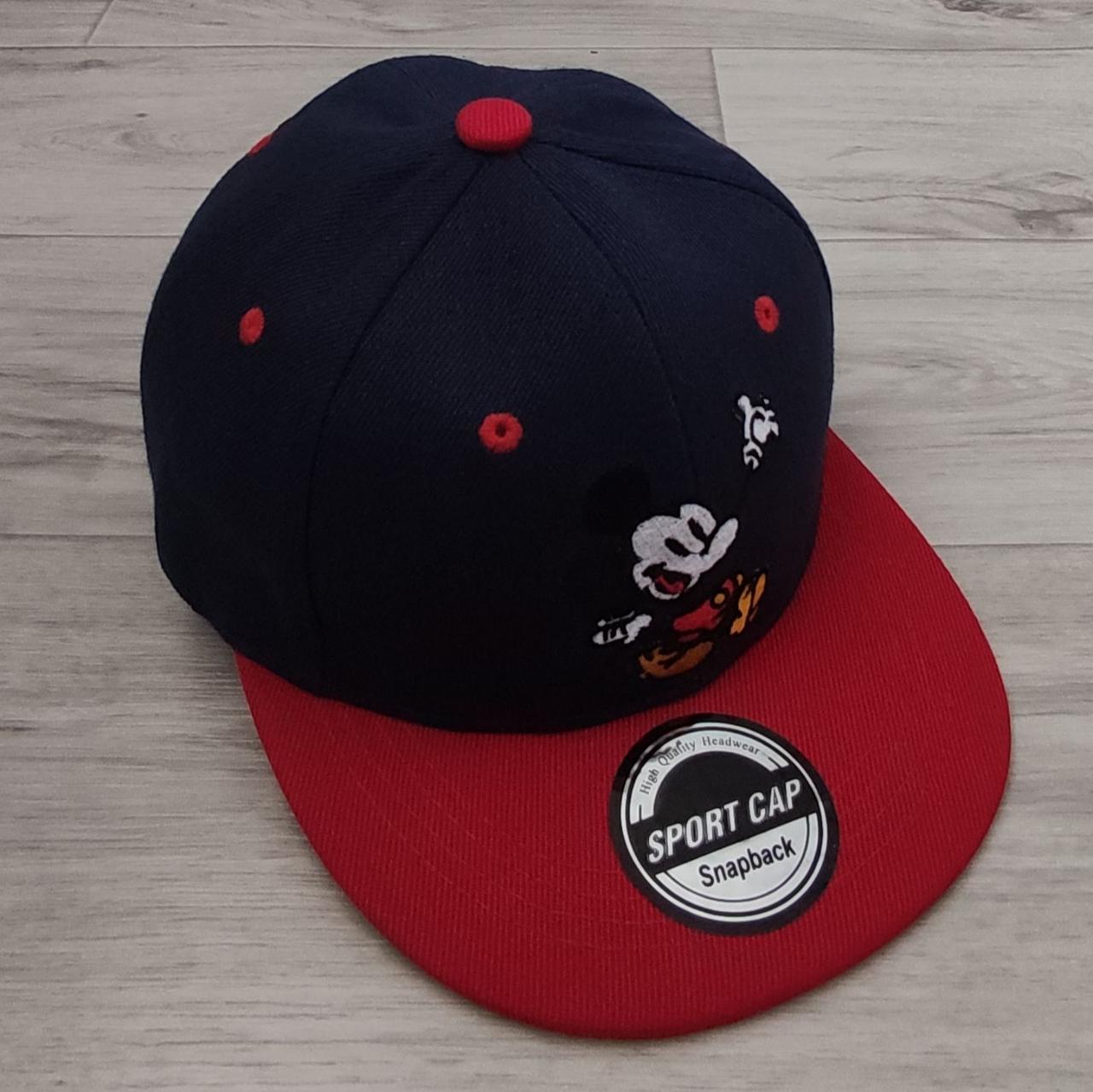 Кепка дитяча снепбек (Snapback) в стилі  Hello Mickey (Міккі) Синій з червоним 50-54р (3220)