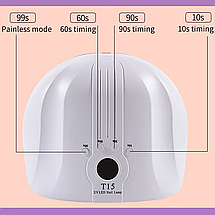 Ультрафіолетова LED-лампа SUN T15 160 Вт для сушіння гель-лаку, гелю рожева, фото 5