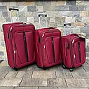 Валіза Wings 1706 тканинний на 4 колесах, велика бордова, фото 3