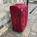 Валіза Wings 1706 тканинний на 4 колесах, велика бордова, фото 4