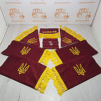 Комплект штор великої кабіни ЮМЗ МТЗ (бордові) з вишивкою Україна