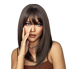 Перука Dark Brown, натуральне синтетичне волосся, фото 4
