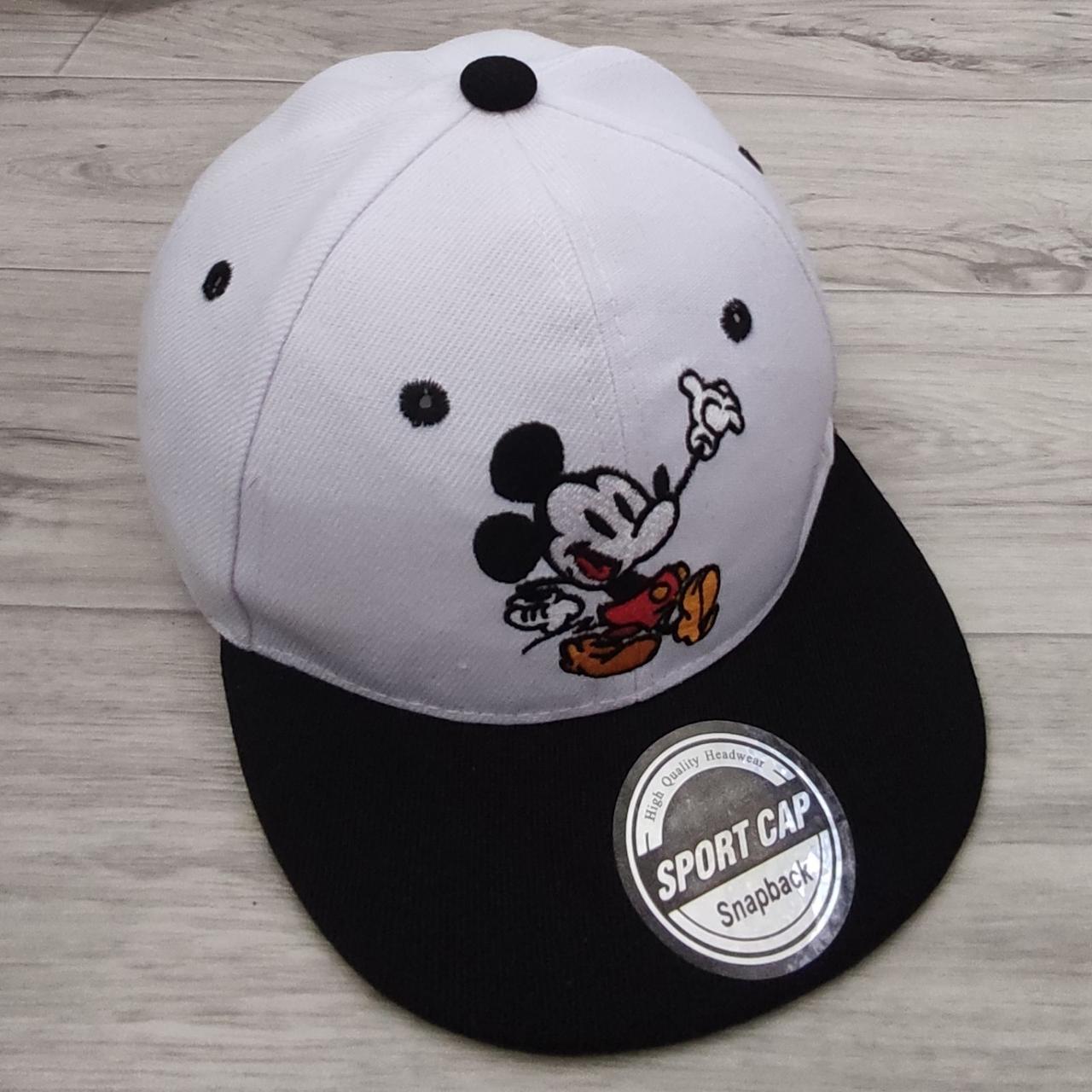 Кепка дитяча снепбек (Snapback) в стилі  Hello Mickey (Міккі) Біло-чорний 50-54р (3220)