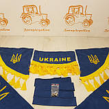 Комплект штор малої уабини ЮМЗ МТЗ (сині) з вишивкою Україна, фото 3