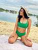Купальник спортивний топ і високі плавки бразиліана, біфлекс (знімні чашки) зелений S, фото 2