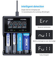 Зарядний тестер XTAR VC4SL до АКБ АААА 18650 21700 26650 тип C QC3.0