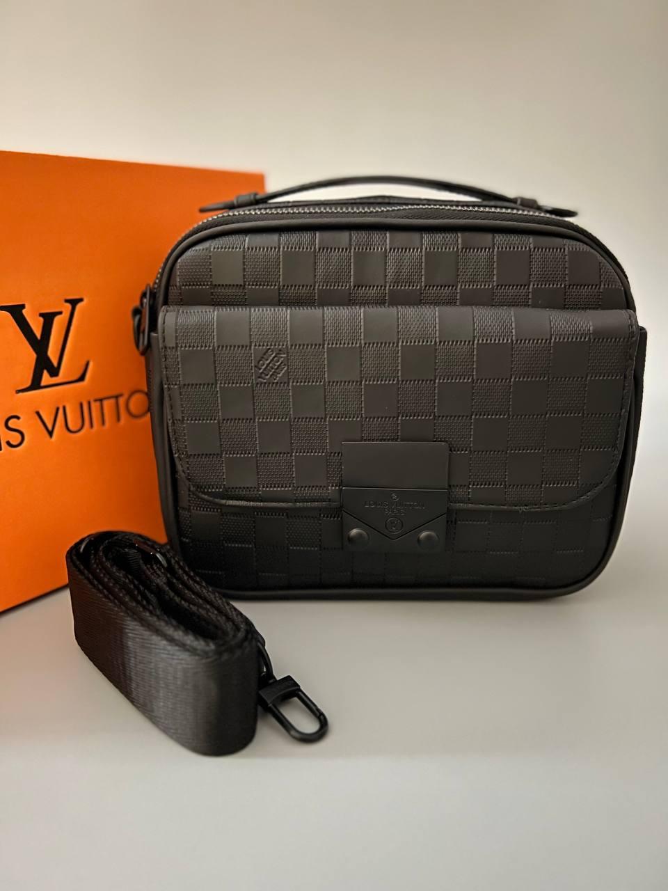 Барсетка сумка чоловіча Louis Vuitton чорна у шахівку